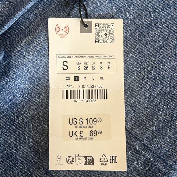 NWT Zara Blue Shimmer Metallic Blazer Size Small - Picture 9 of 11